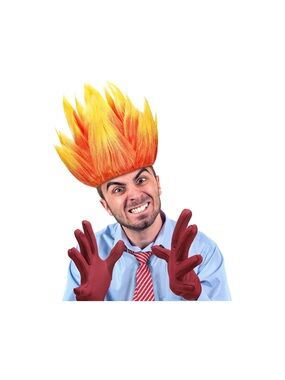 Anger Flame Fire spiky Orange Short Halloween wig one size